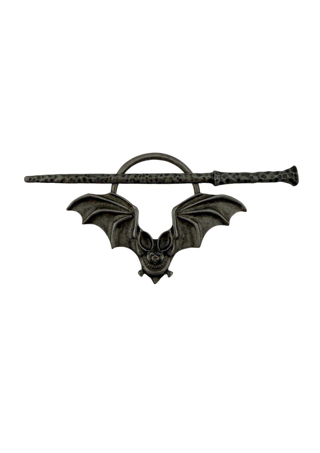 Bat circle haarklammer mit dunklem metall und mondfalter-design in dunkler ästhetik mit strukturiertem stab